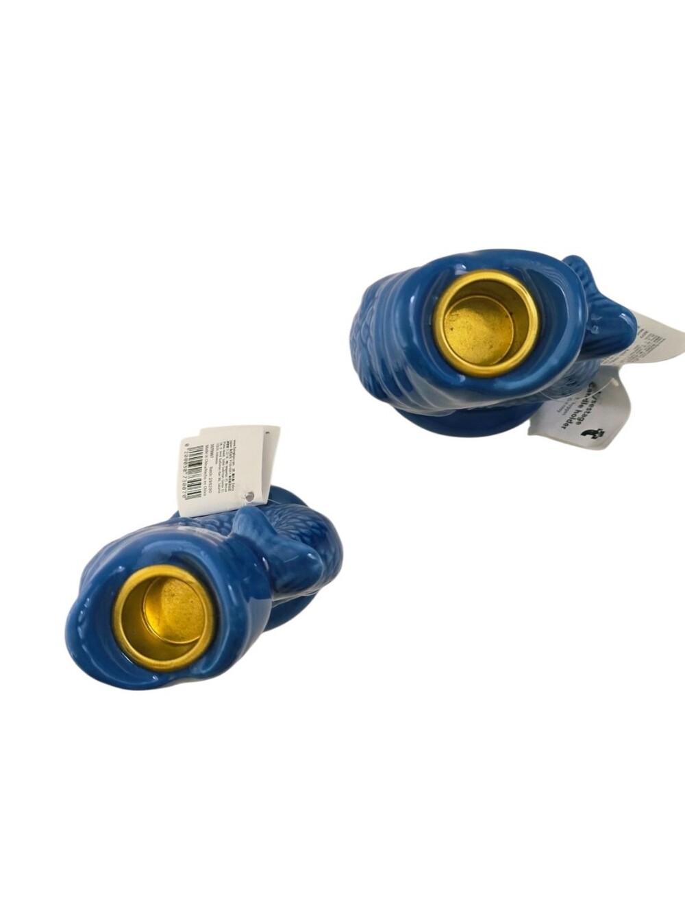 Flying Tiger Copenhagen Blue Fish Candle Holders Set of 2 NWT Imported - Picture 4 of 7